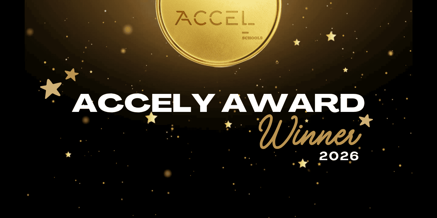 Accely Award Winner 2026 with gold medal and stars.