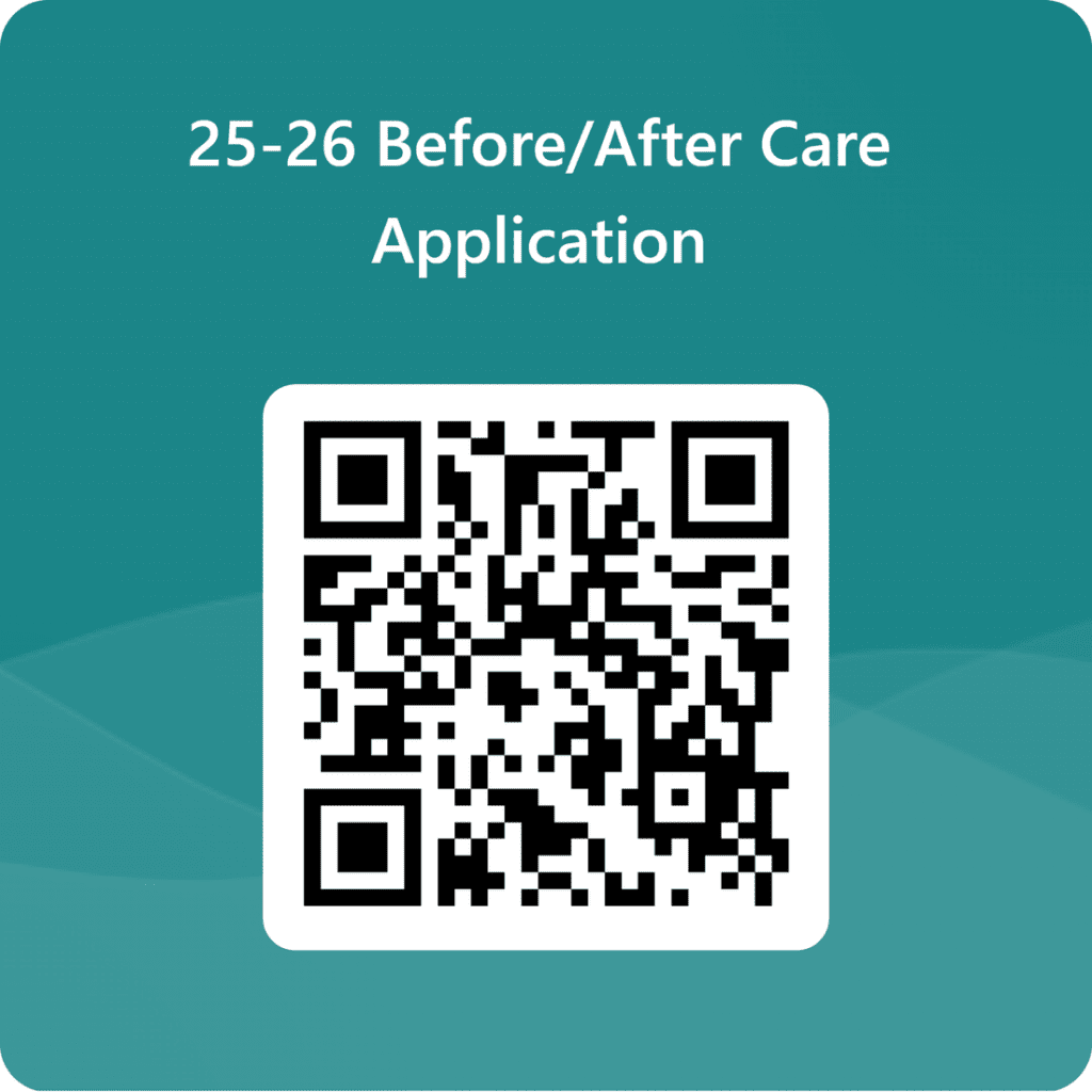 QR code for before/after care application.