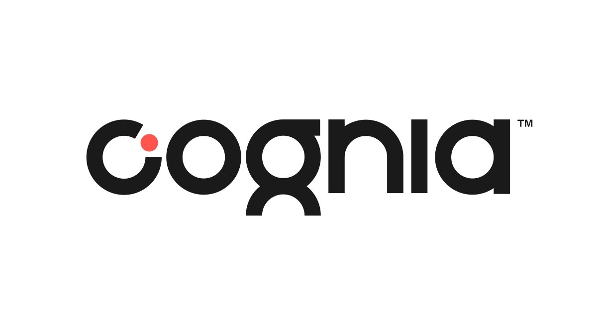Cognia logo with black text and a red dot.
