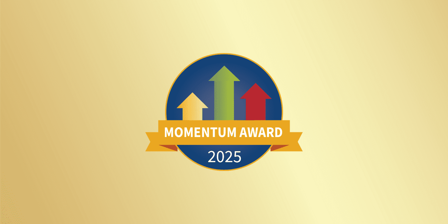 Momentum Award 2025 logo with three upward arrows.