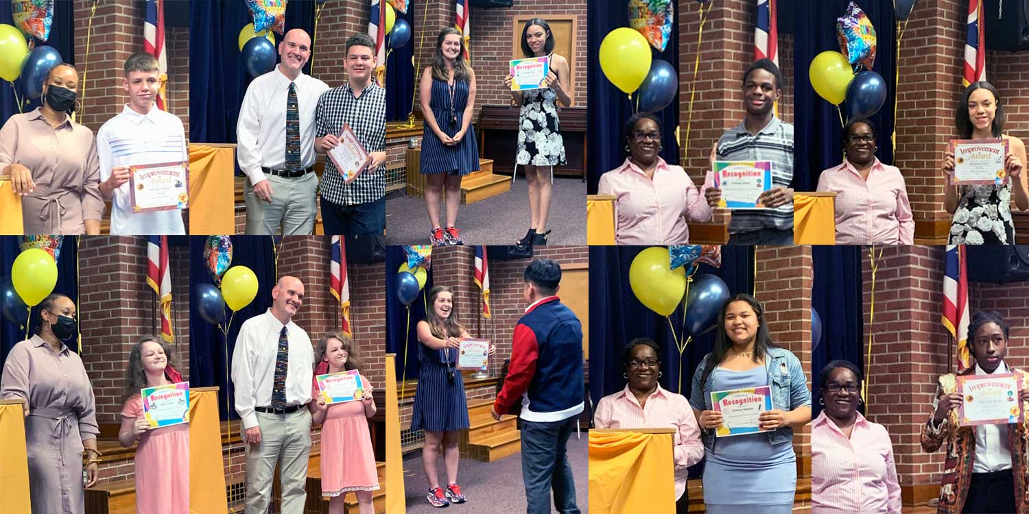 Collage of adults and children holding certificates.