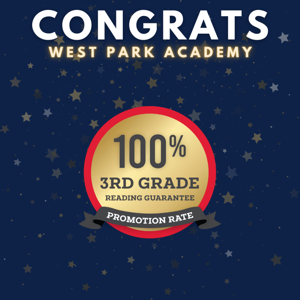 Graphic: 100% 3rd Grade Reading Guarantee Promotion Rate.