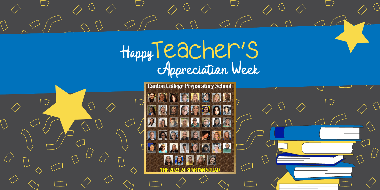 Teacher Appreciation Week illustration with staff photo collage.