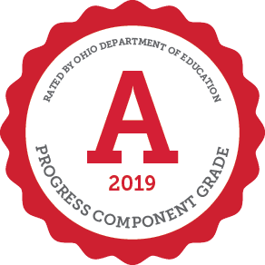 Seal with a large red letter A and text.