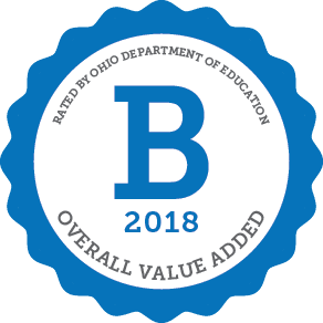 Blue seal with letter B and year 2018.