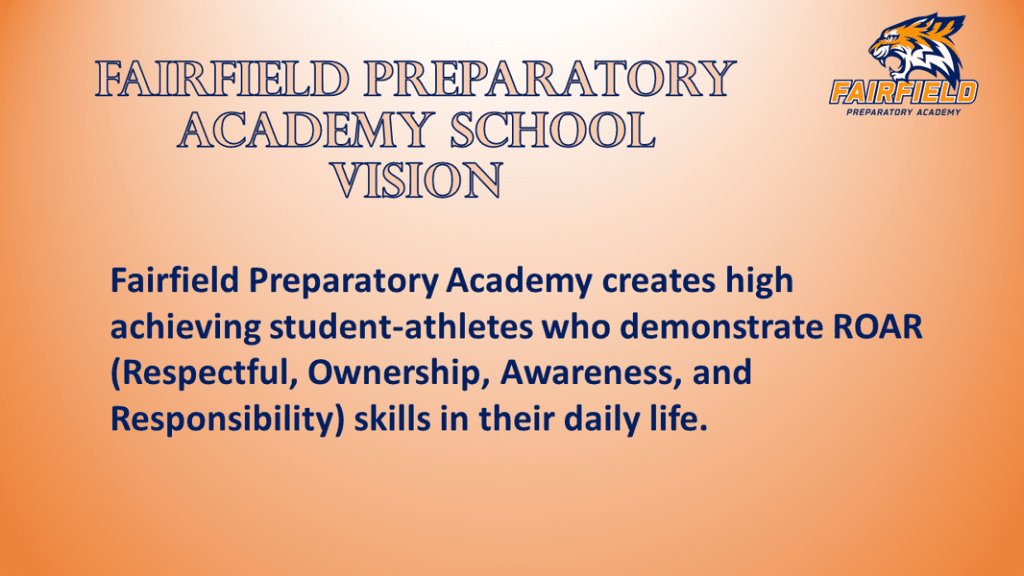 Fairfield Preparatory Academy school vision statement and logo.