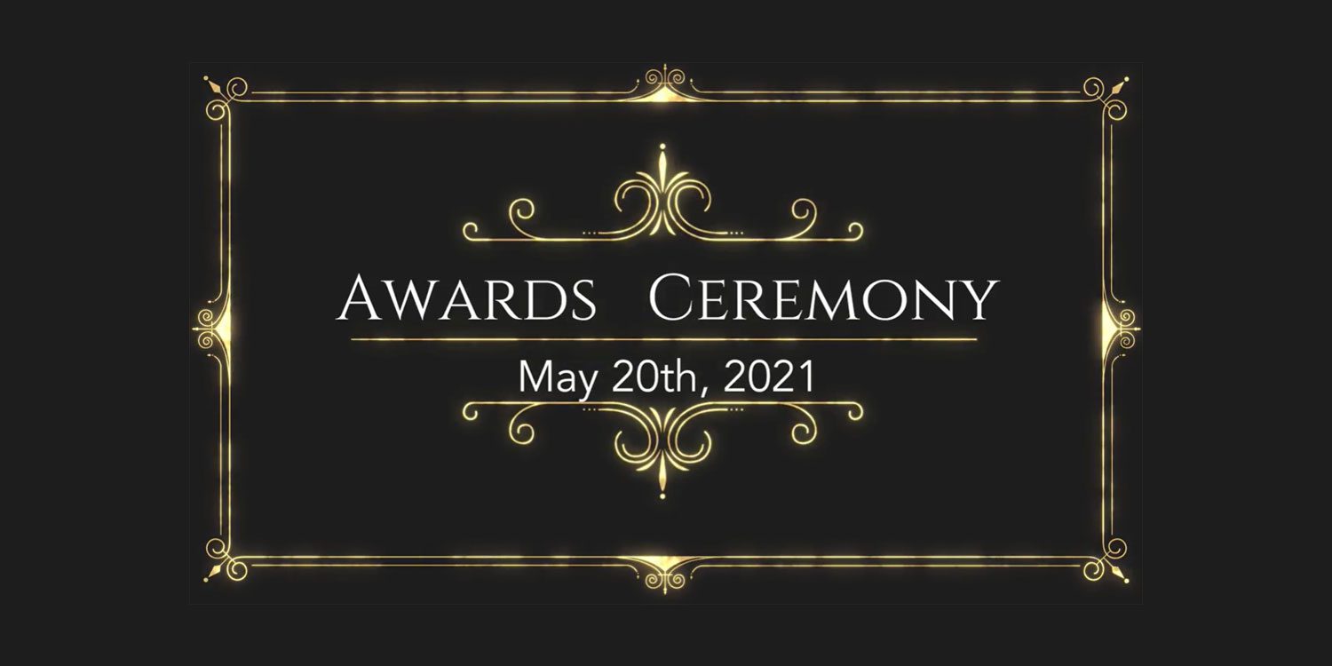 Awards Ceremony title card with decorative gold frame.