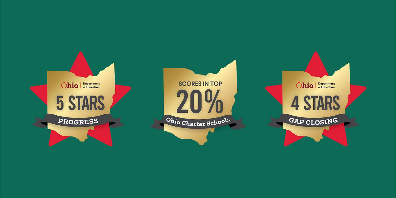 Graphics showing 5 stars for progress, 20% in top scores, and 4 stars for gap closing.
