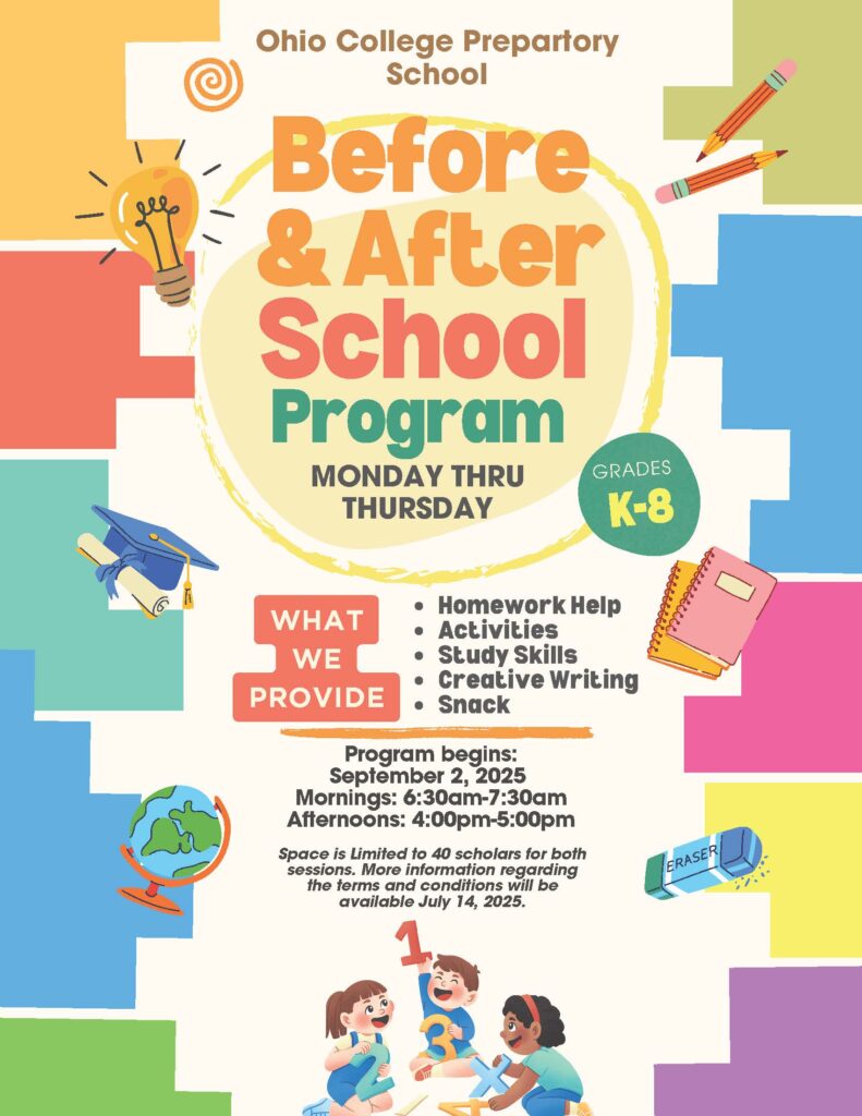 Flyer for K-8 before and after school program.