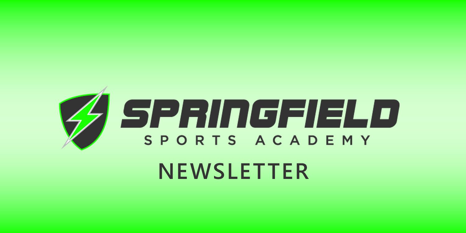 Springfield Sports Academy logo with a lightning bolt and the word "NEWSLETTER."