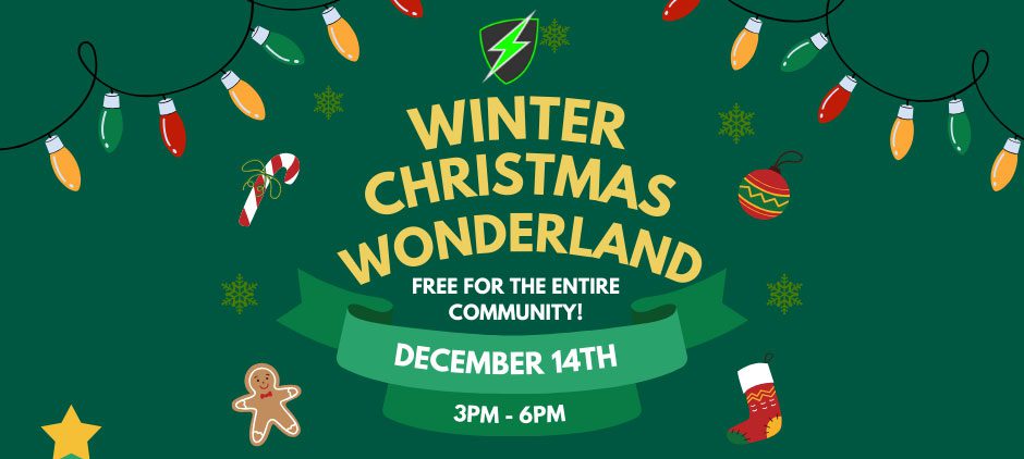 Flyer for Winter Christmas Wonderland event with date and time.