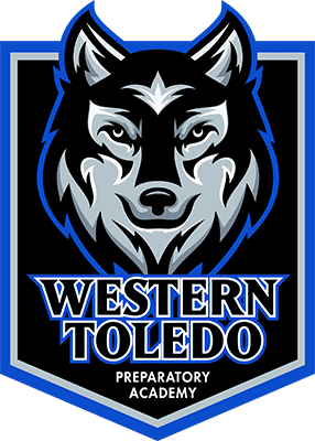 Wolf head logo with "Western Toledo Preparatory Academy" text.