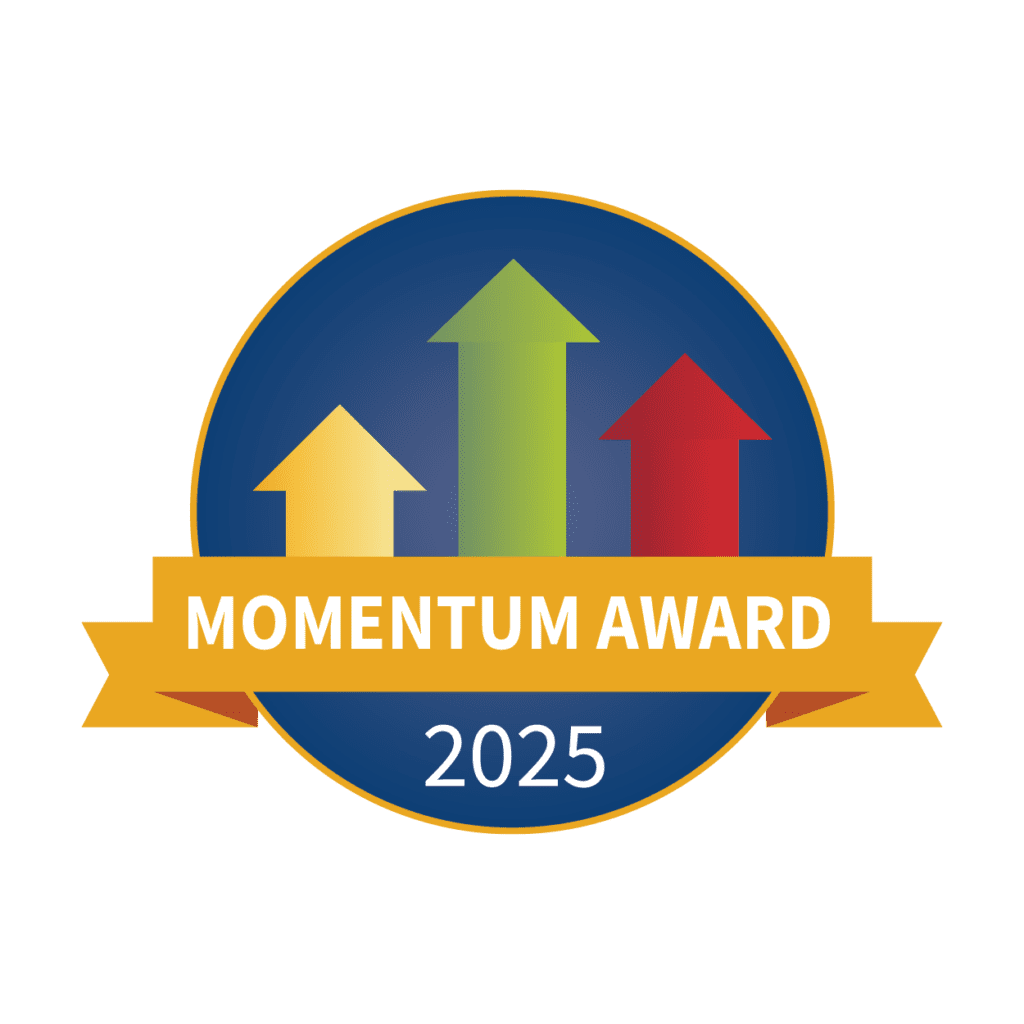 Momentum Award 2025 logo with three upward arrows.